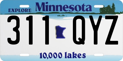 MN license plate 311QYZ