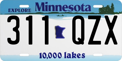 MN license plate 311QZX