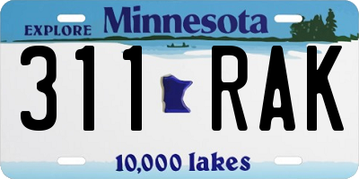 MN license plate 311RAK