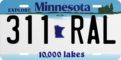 MN license plate 311RAL