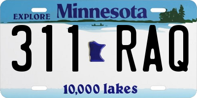 MN license plate 311RAQ