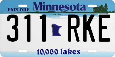 MN license plate 311RKE