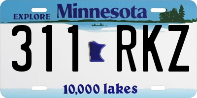 MN license plate 311RKZ