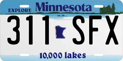 MN license plate 311SFX
