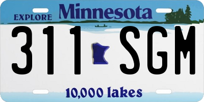 MN license plate 311SGM