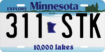MN license plate 311STK