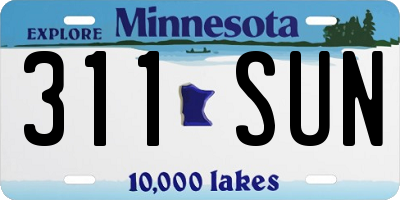 MN license plate 311SUN