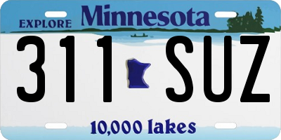 MN license plate 311SUZ