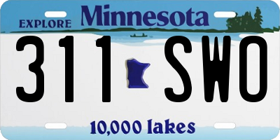 MN license plate 311SWO