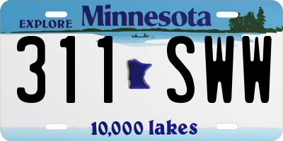 MN license plate 311SWW