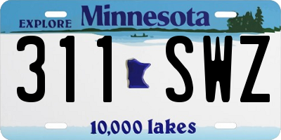 MN license plate 311SWZ