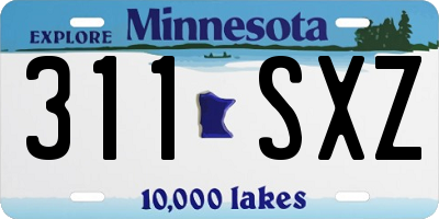 MN license plate 311SXZ