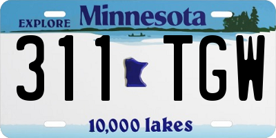 MN license plate 311TGW