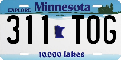 MN license plate 311TOG