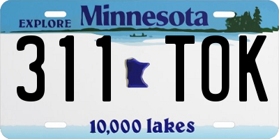 MN license plate 311TOK