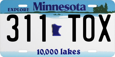 MN license plate 311TOX