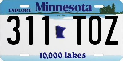 MN license plate 311TOZ