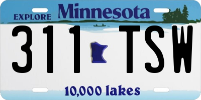MN license plate 311TSW