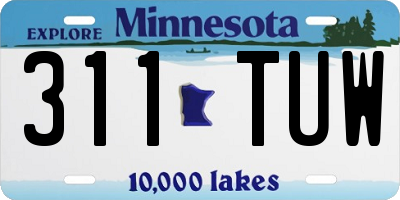 MN license plate 311TUW