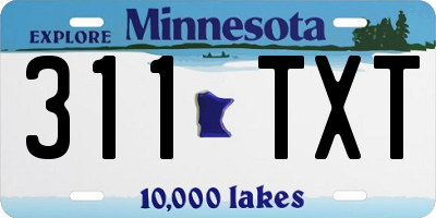 MN license plate 311TXT