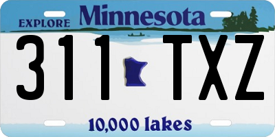 MN license plate 311TXZ