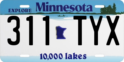 MN license plate 311TYX