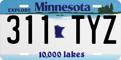 MN license plate 311TYZ