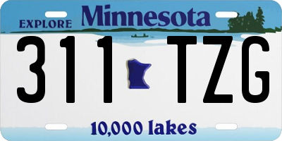 MN license plate 311TZG