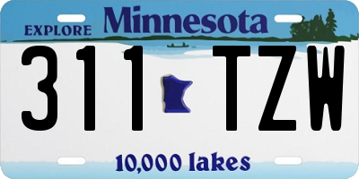 MN license plate 311TZW