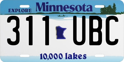 MN license plate 311UBC