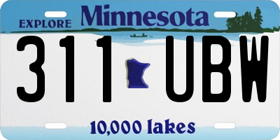 MN license plate 311UBW