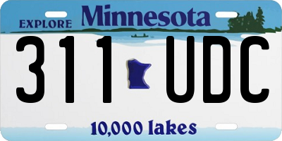 MN license plate 311UDC