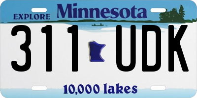 MN license plate 311UDK