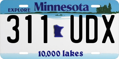 MN license plate 311UDX