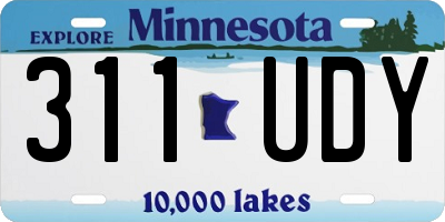 MN license plate 311UDY