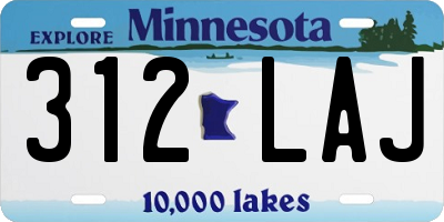 MN license plate 312LAJ