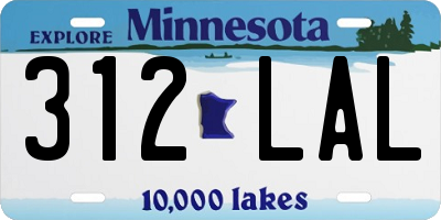 MN license plate 312LAL