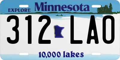 MN license plate 312LAO