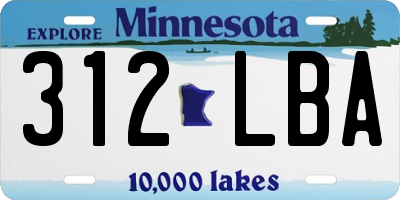 MN license plate 312LBA