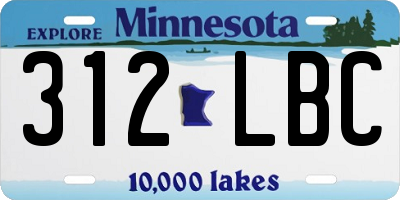 MN license plate 312LBC