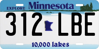MN license plate 312LBE