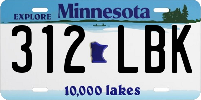 MN license plate 312LBK