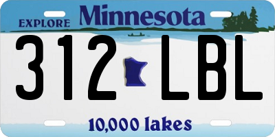 MN license plate 312LBL