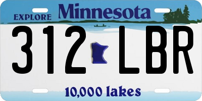 MN license plate 312LBR