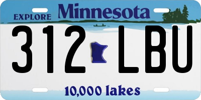 MN license plate 312LBU
