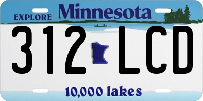 MN license plate 312LCD