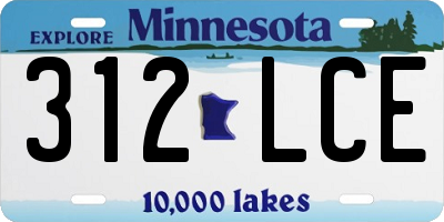 MN license plate 312LCE