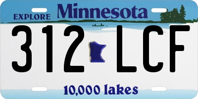 MN license plate 312LCF