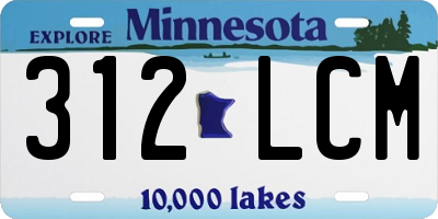 MN license plate 312LCM