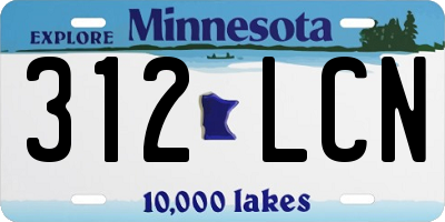 MN license plate 312LCN